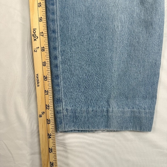 Saint Germain Boyfriend Mom Jeans Womens Sz L Light Blue High Rise Embroidered - Picture 7 of 14